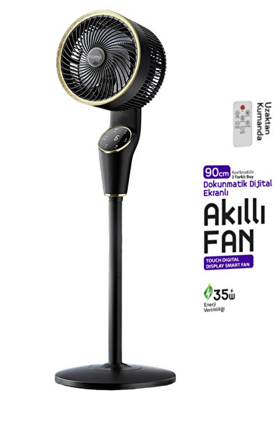 Sarftech Zarif Tasarım 90cm Ayarlanabilir 3 Boy Dokunmatik Dijital Ekranlı Uzaktan Kumandalı Akıllı Fan