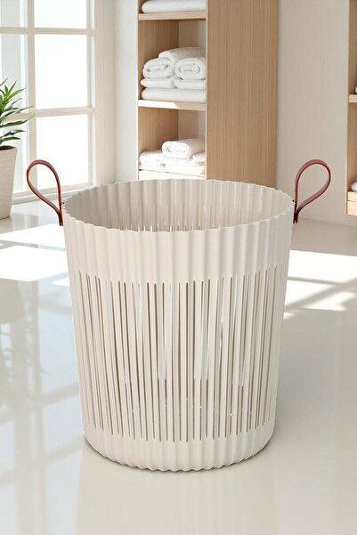 İronika Flex Banyo Çamaşır Kirli Sepeti Deri Görünüm Kulplu Lüx Banyo Mutfak ...