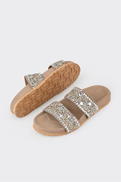 Elle Shoes Bej Deri Kadın Terlik