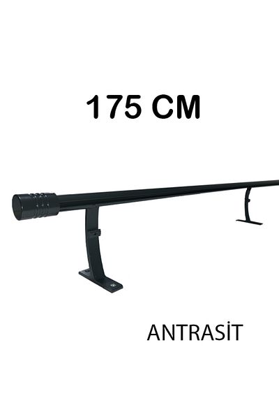 PERDE Mix 175 cm Anthracite 20 mm Corniced Decorative Aluminum Single Rail Rustic Curtain Hanger