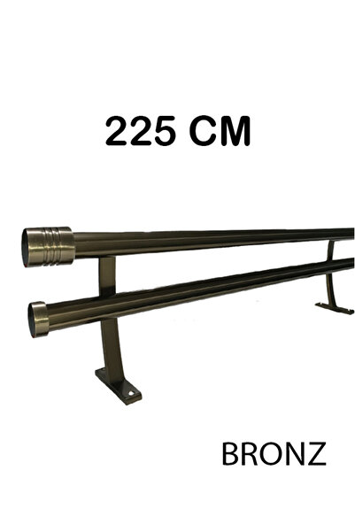 PERDE Mix 225 Cm Bronz 20 Mm Kornişli Dekoratif Alüminyum Çift Raylı Rustik P...