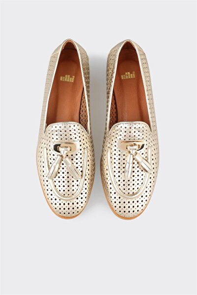Elle Shoes Gold Deri Kadın Günlük Ayakkabı