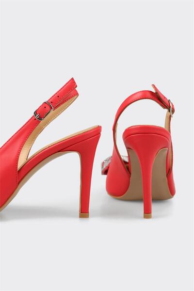 Elle Shoes Kırmızı Deri Kadın Topuklu Ayakkabı