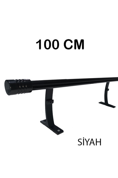 PERDE Mix 100 Cm Siyah 20 Mm Kornişli Dekoratif Alüminyum Tek Raylı Rustik Pe...
