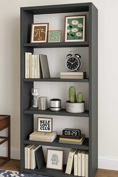 Remaks Vera 5 Raflı Kitaplık Çok Amaçlı Raf Dekoratif Raf Antrasit