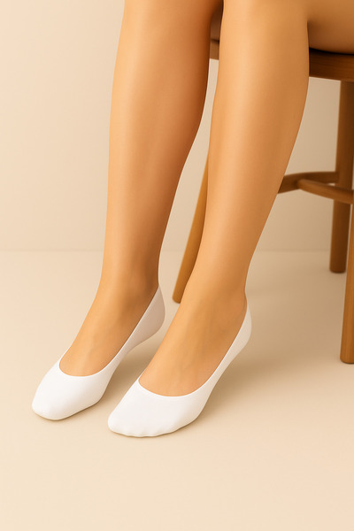 BENİSA ÇORAP 6-пакет бамбукови чорапи, бели, безшевни, невидими, с неплъзгаща се силиконова подметка, дишащи