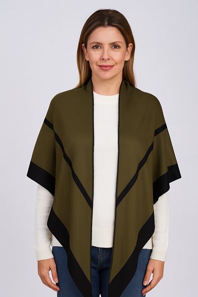 Sebir Moda Striped Two Colors Triangle Knitwear Shawl