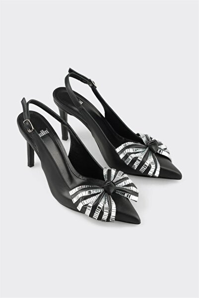 Elle Shoes Siyah Deri Kadın Topuklu Ayakkabı