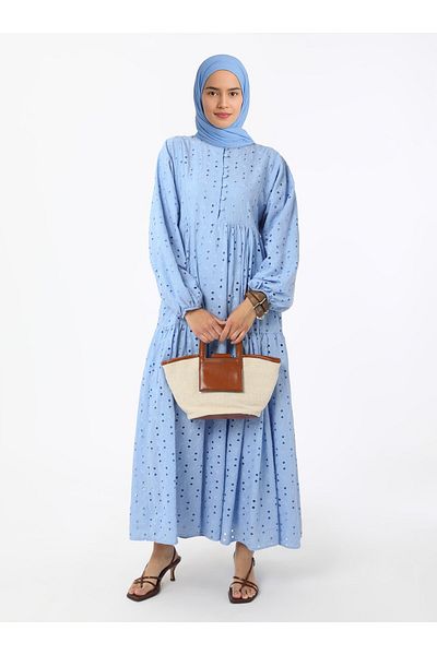Refka Φόρεμα Hijab από ύφασμα Brit Buttoned Brode - Gok blue - Refka