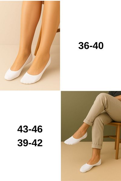 BENİSA ÇORAP Bamboo 6 Pairs Ballerina White Socks Seamless Invisible Anti-Slip Heel Silicone Premium Boxed