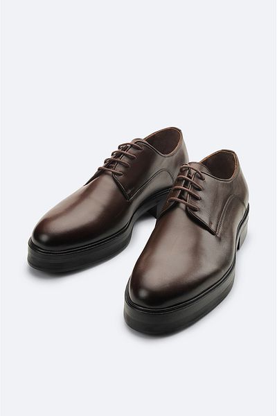 Avva Men's Brown 100% Leather Laced Leather Classic Shoes A32y8027