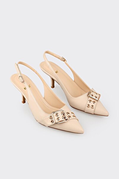 Elle Shoes Bej Kadın Topuklu Ayakkabı