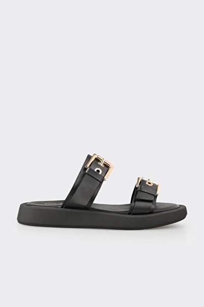 Elle Shoes Siyah Deri Kadın Spor Terlik