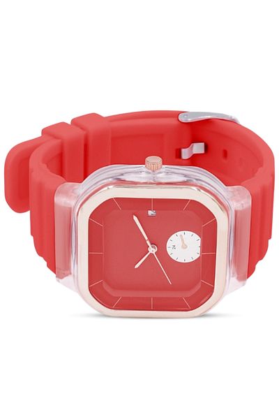 PEARL 6254 Fashionable Solid Square Watch for Women - Red