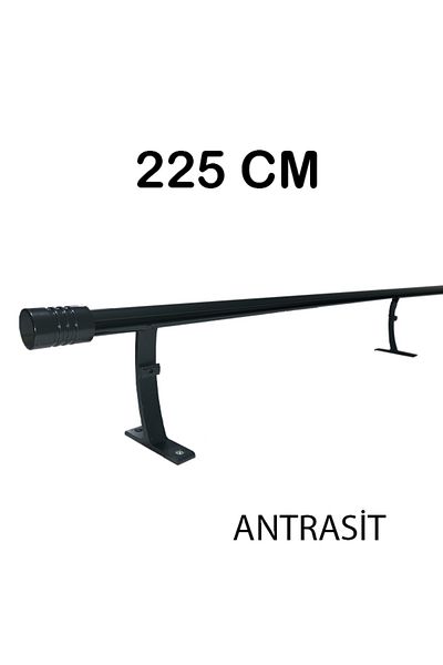 PERDE Mix 225 cm Anthracite 20 mm Corniced Decorative Aluminum Single Rail Rustic Curtain Hanger