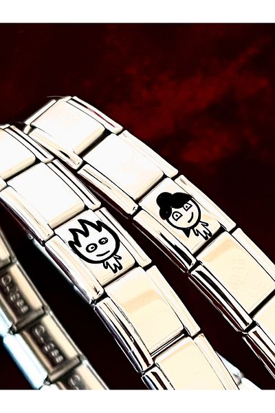 Vamoria Fire and Water Italian Charm Steel Couple Bracelet