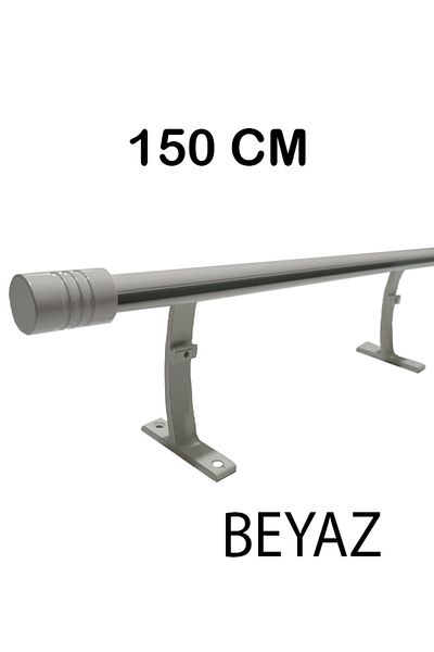 PERDE Mix 150 cm White 20 mm Corniced Decorative Aluminum Single Rail Rustic Curtain Rail