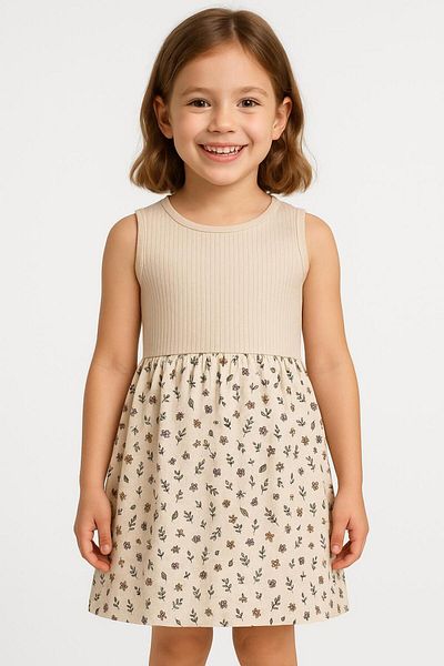 Pollito Girl's Floral Patterned Lined Dress