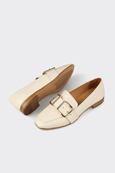 Elle Shoes Bej Deri Kadın Günlük Ayakkabı