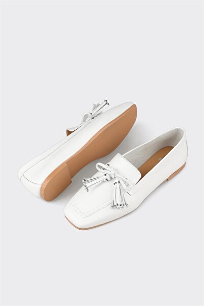 Elle Shoes Beyaz Deri Kadın Günlük Ayakkabı