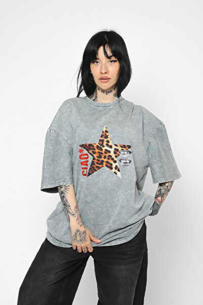 Bak Moda Ciao Star Štampano Oversize kroj Unisex periva bela majica