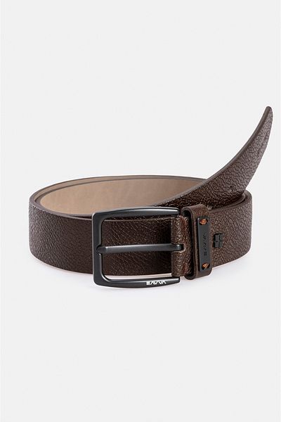 Avva Men's Brown Patterned 100% Leather Belt A31y9313