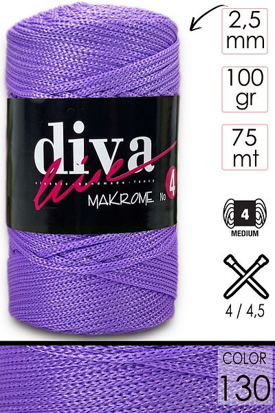 Diva İplik Diva Line Diva Macrame Σχοινί Χοντρό (αρ.: 4) 130 Λιλά