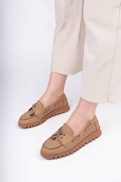 Deripabuc Genuine Leather Mink Women's Leather Loafer Shoes Trc-9901