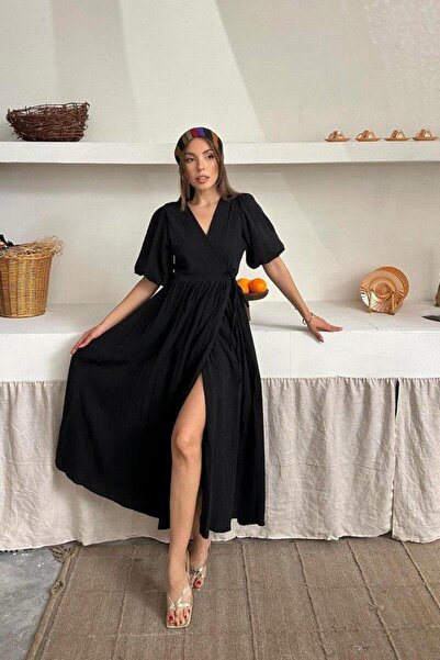 Omarı Black Muslin Long Dress