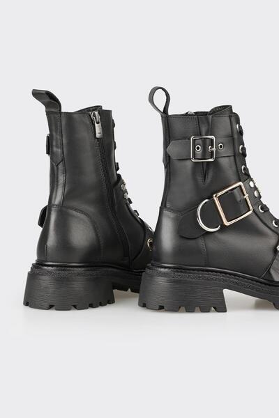 Elle Shoes Siyah Deri Kadın Günlük Bot