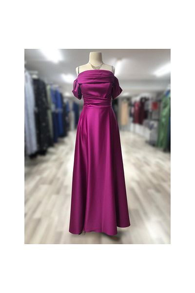 Bijutek Shalkaya Beli Drape Rope Strap Slit Long Satin Evening Dress Special Occasion Dress