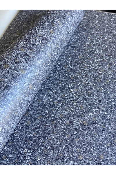 KOÇ YAPI DEKOR Tutkal Hediye 5.30m2 Lacivert Mantar Desen Simli Kabartmalı Ku...