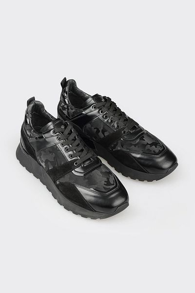 Elle Shoes Black Leather Men's Sports Shoes