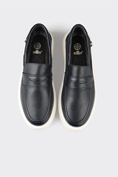 Elle Shoes Lacivert Deri Erkek Günlük Loafer
