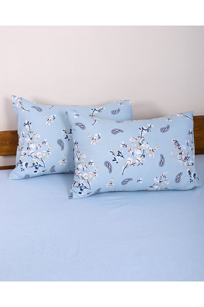 ENESSA 2τμχ Μαξιλαροθήκη με Κάλυμμα 50*70cm Μαξιλαροθήκες Μπλε Λουλούδι