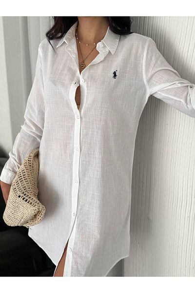 JESSE STORY ROCHIE TUNICĂ ȘI CĂMĂȘĂ DE IN FEMEI DETAIL DE BRODAT ȚESĂTURĂ 100% BUMBAC