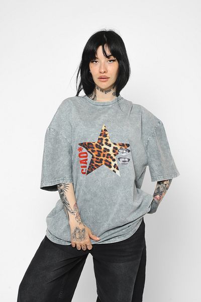 Sekizbiraltı Λευκό μπλουζάκι με στάμπα Ciao Star Oversize Unisex Washable