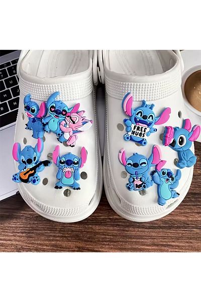 Choice Stitch 8pcs Disney Stitch Series Shoe Buckles Cute Cartoon Pattern Shoe Charms Detachable Shoe Buckl