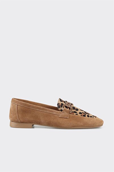 Elle Shoes Camel Deri Kadın Loafer