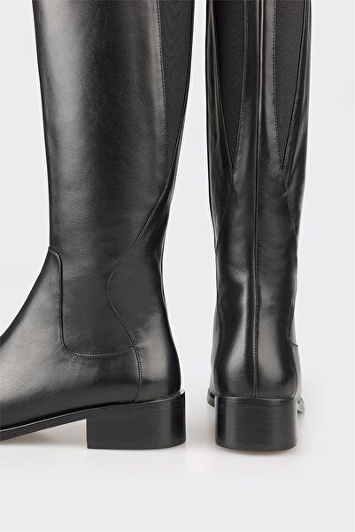 Elle Shoes Μαύρα Δερμάτινα Γυναικεία Μποτάκια