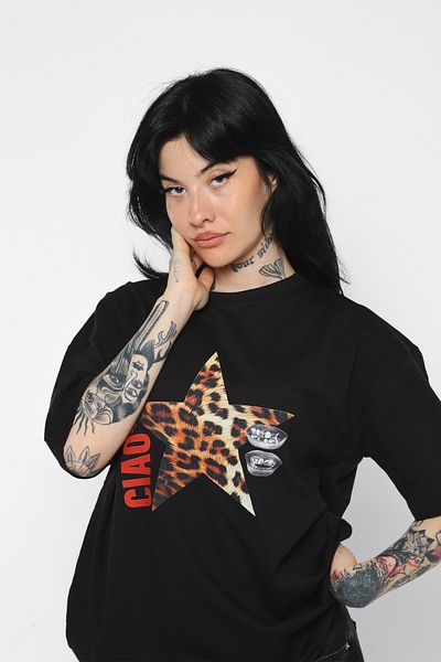 Sekizbiraltı Μαύρο μπλουζάκι με στάμπα Ciao Star Oversize Unisex