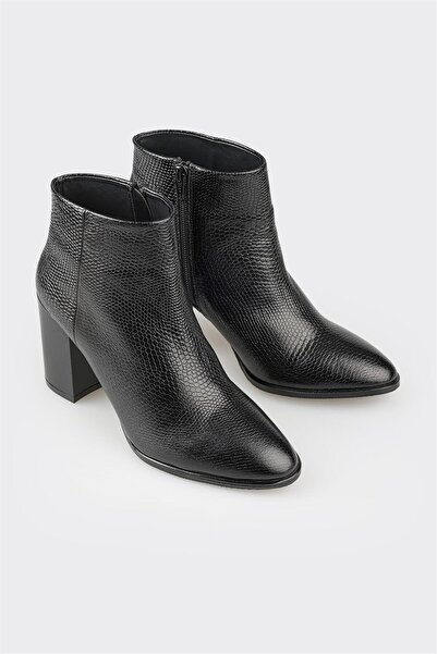 Elle Shoes Siyah Deri Kadın Klasik Bot