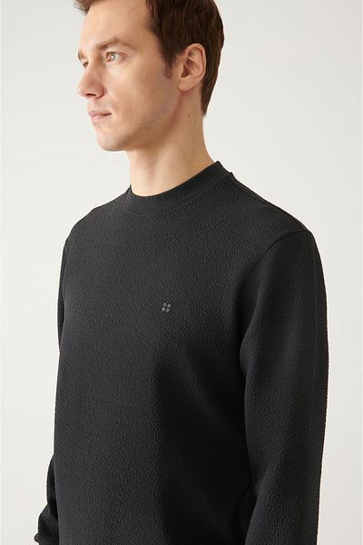 Avva Ανδρικό φούτερ Anthracite No Need Ironing Crew Neck A31y1291