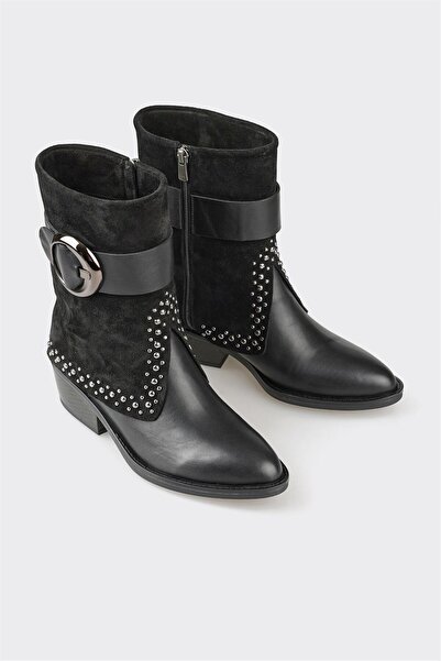 Elle Shoes Siyah Deri Kadın Bot