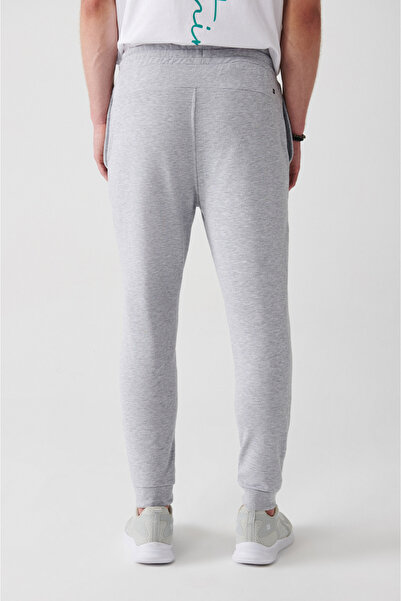 Avva Men's Gray Lace-Up Waist Elastic Cotton Sweatpants A31Y3412