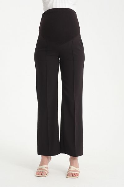 KATLİN MATERNİTY WEAR Adjustable Waist and Front Stitched Wide Leg Fabric Trousers for Pregnant Women