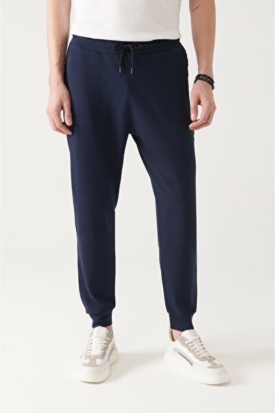 Avva Мъжки тъмносини спортни панталони с връзки и странични джобове на талията A31Y3400