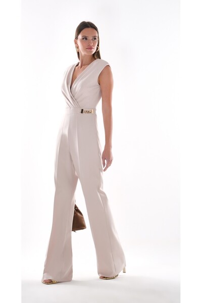 MODA V YAKA BEL DETAYLI  KADIN ŞIK TULUM