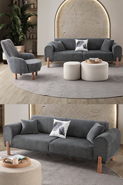 EDSY HOME Armoni 3+1 Koltuk Takımı Antrasit