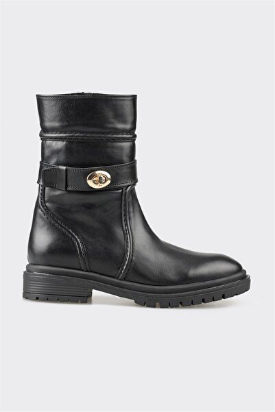 Elle Shoes Siyah Deri Kadın Günlük Bot